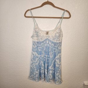 Ladies In Bloom by Jonquil Blue Floral Chemise Nightie nightgown L